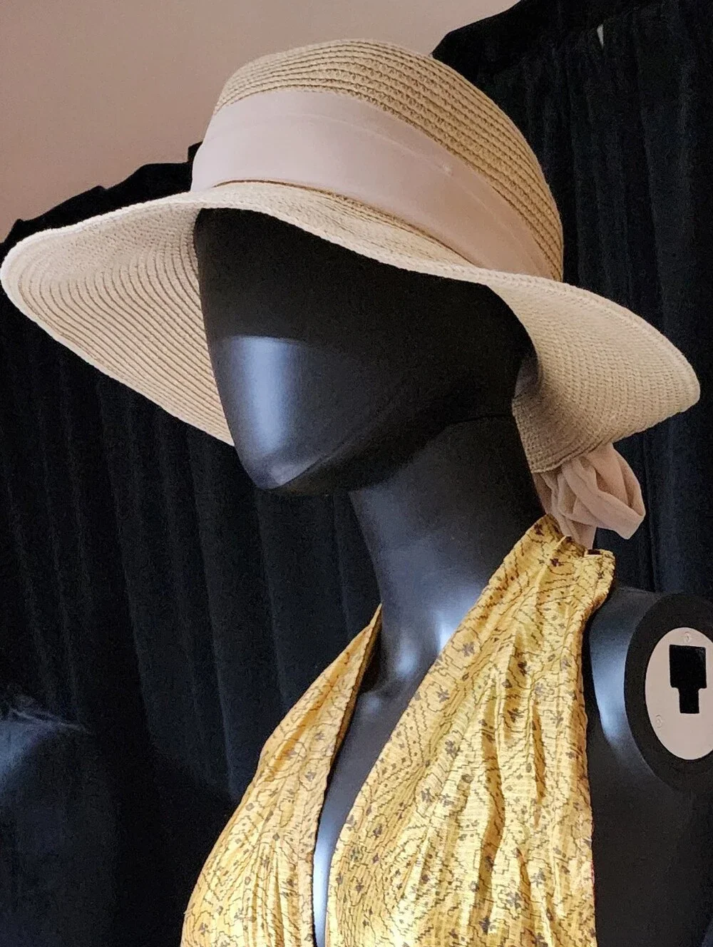 Sun N Sand Wide Brim Straw Hat White Bow UPF 50